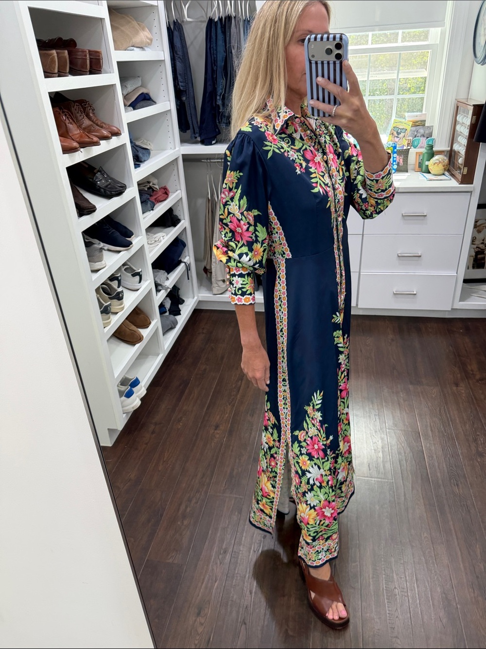 Amazon Floral Embroidered Navy Maxi Dress S - Picture 4 of 6